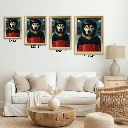 Custom Photo Bobsled Winter Race Dog Canvas Framed Wall Art Gift For Dog Lovers
