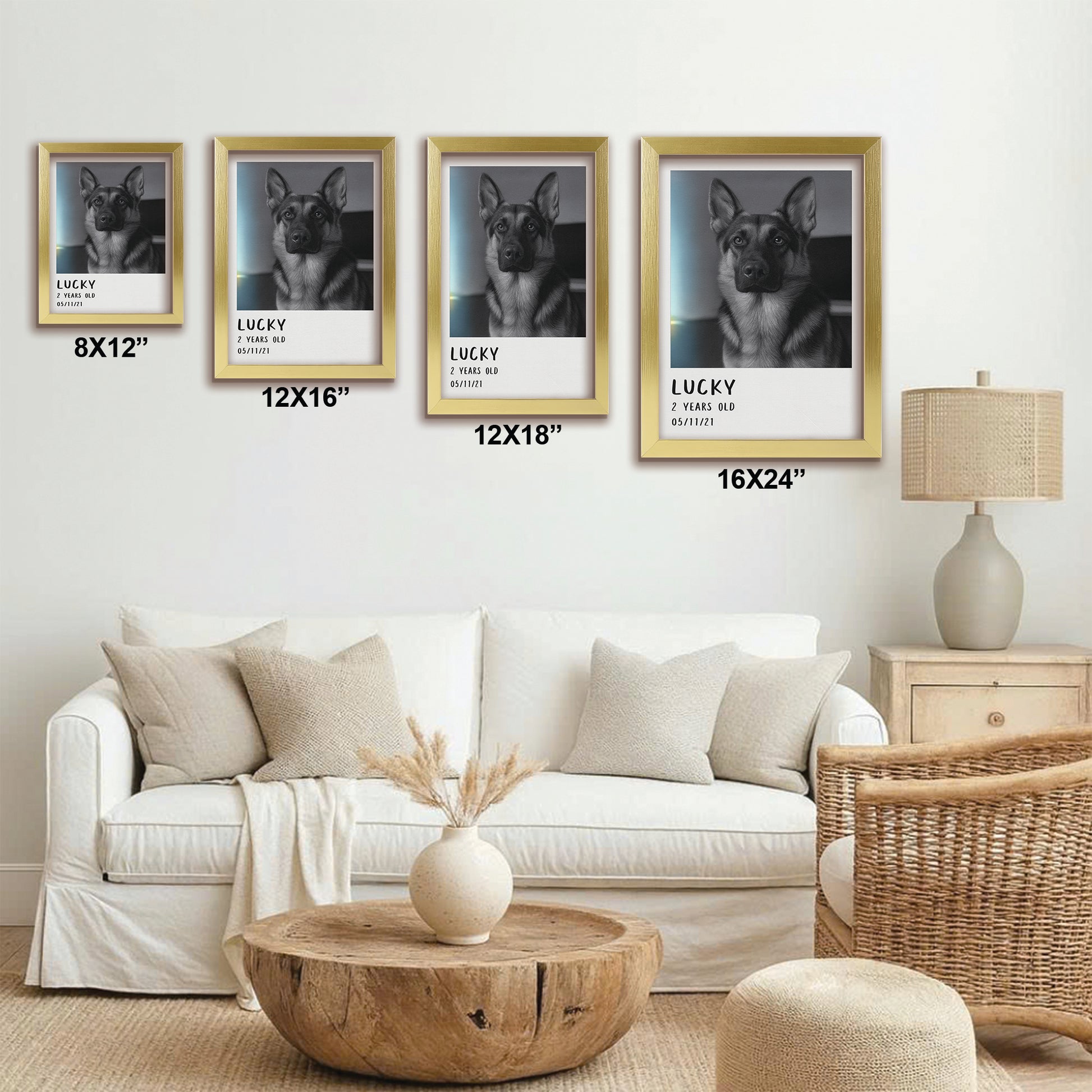 Custom Photo Polaroid Film Canvas Framed Wall Art Gift For Dog Lovers