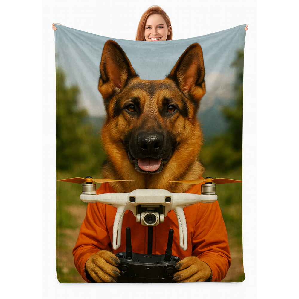 Custom Photo Drone Pilot Dog BlanketGift For Dog Lovers