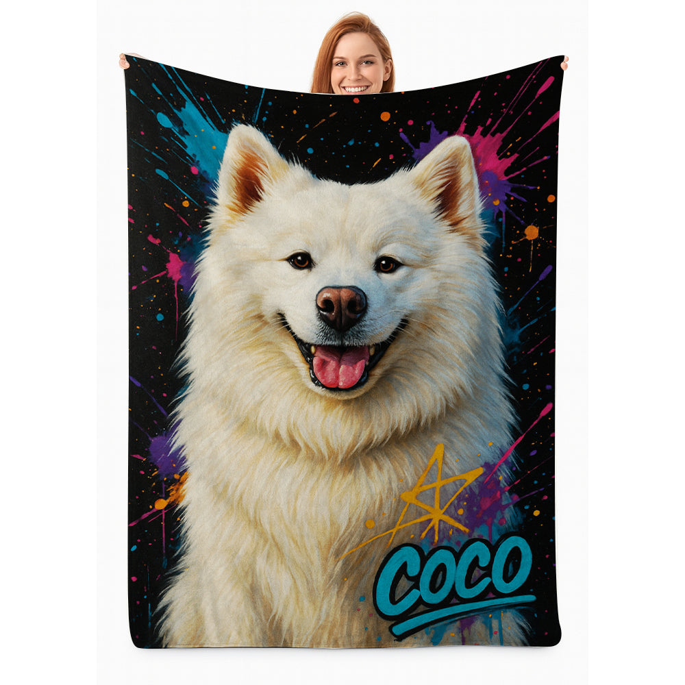 Custom Pet Portrait Contemporary Blanket For Dog Lover