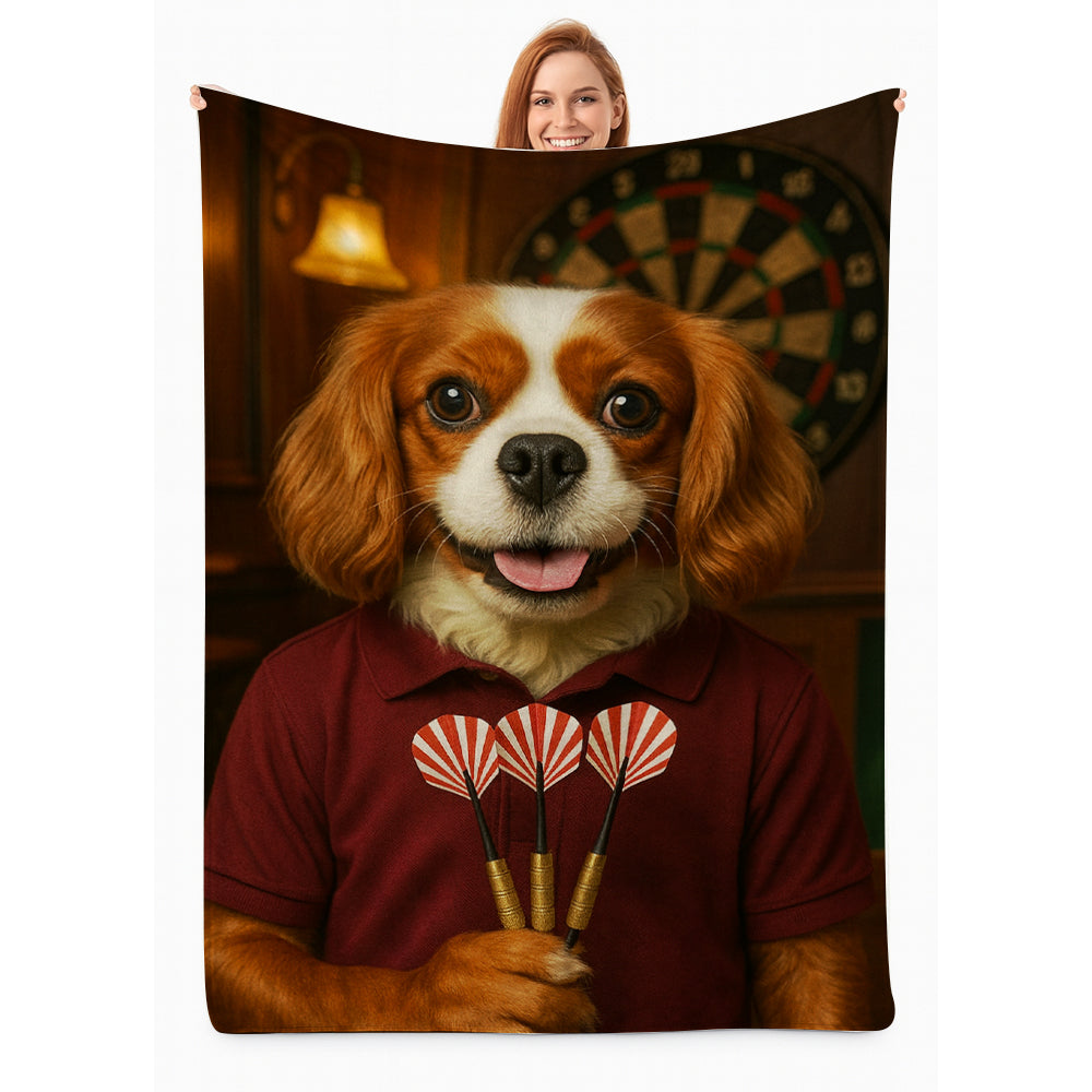 Custom Photo Dart Player Dog BlanketGift For Dog Lovers