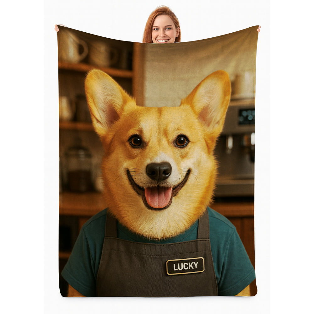 Custom Photo Barista Dog BlanketGift For Dog Lovers