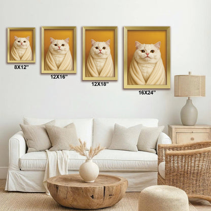 Custom Photo Cat Bathroom Style 30 Canvas Framed Wall Art Gift For Cat Lovers