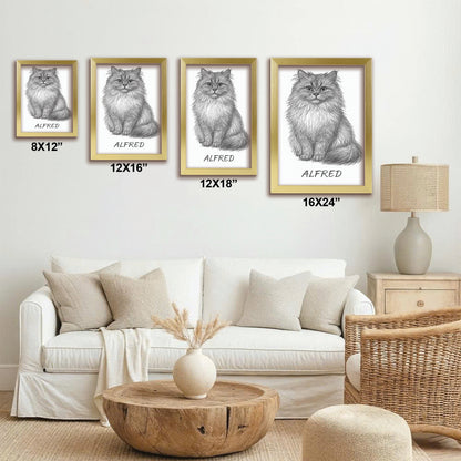 Custom Photo Cat Pencil Art