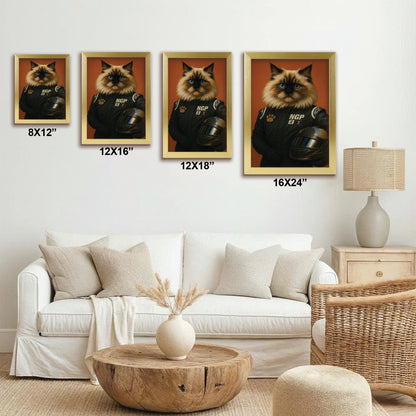 Custom Photo Cat Racer Canvas Framed Wall Art Gift For Cat Lovers