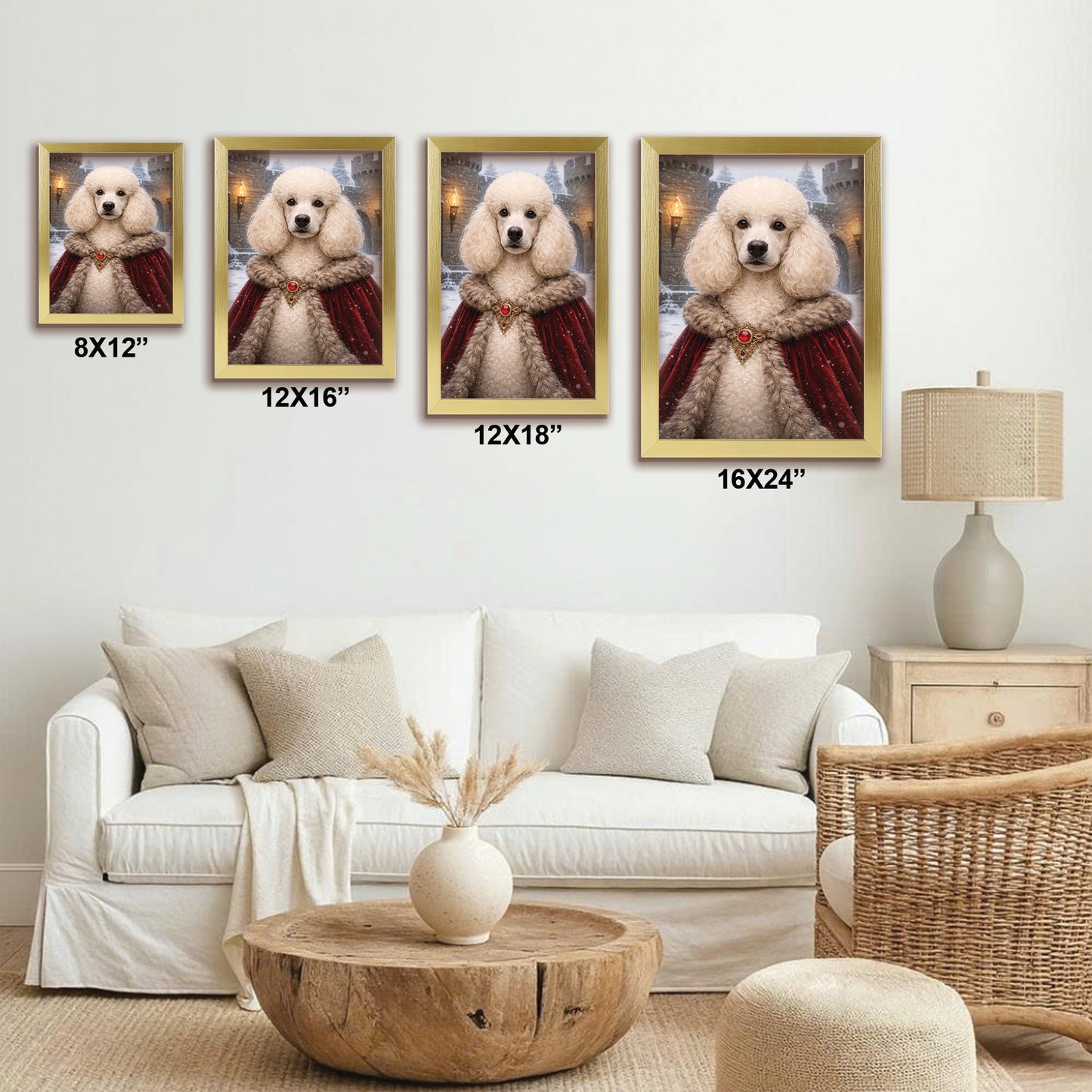 Custom Photo Winter King Royal Canvas Framed Wall Art Gift For Dog Lovers