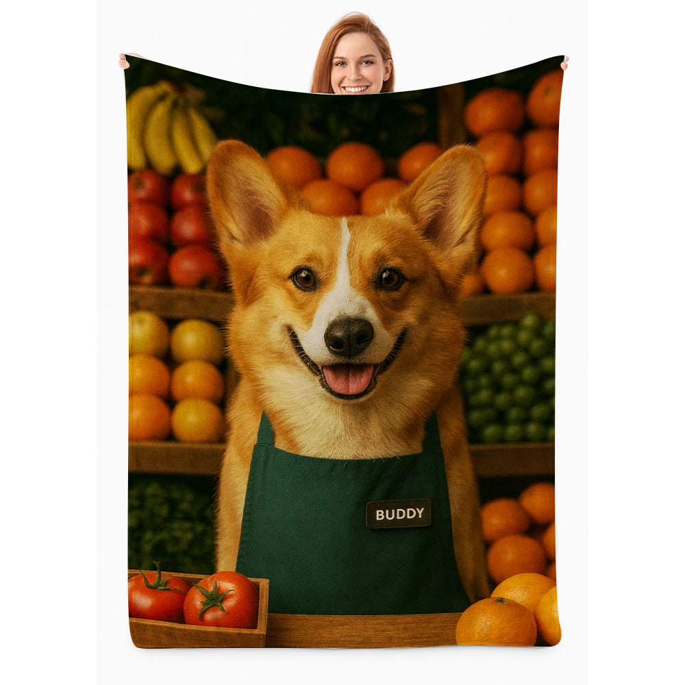 Custom Photo Grocer Store Dog BlanketGift For Dog Lovers