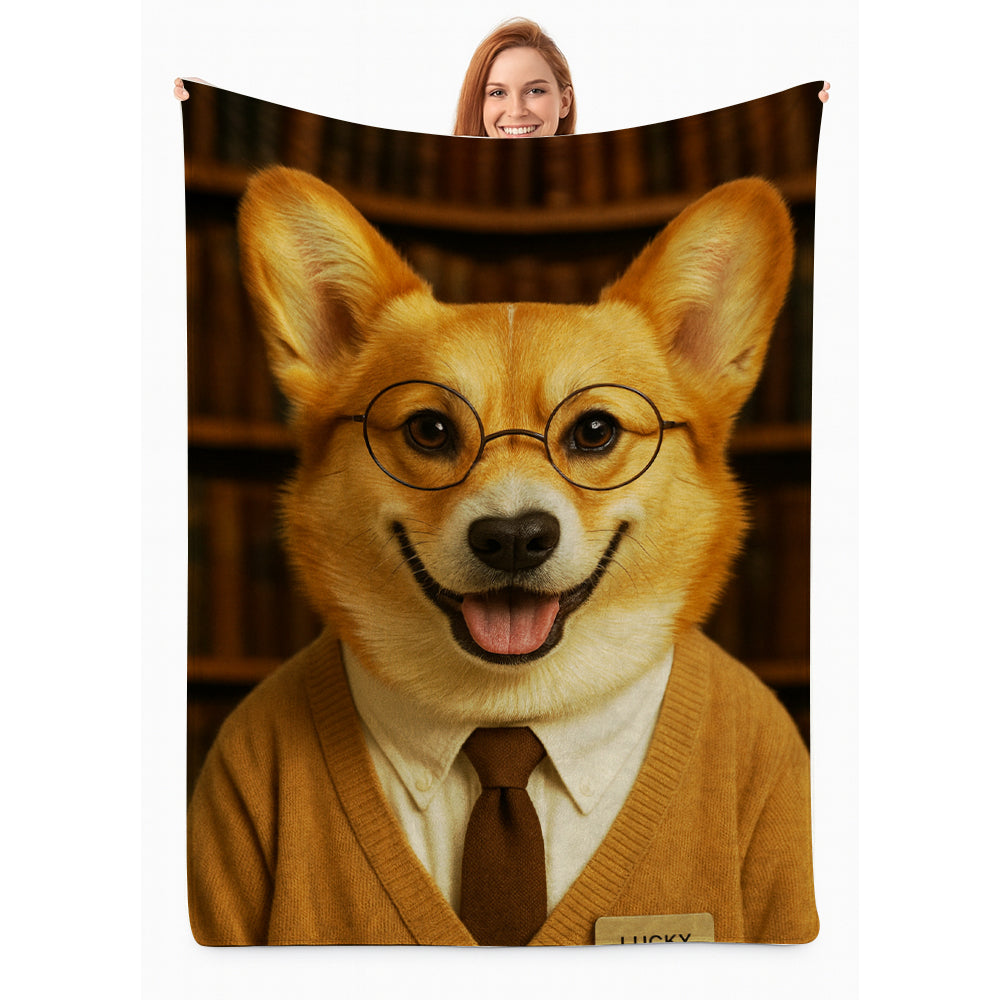 Custom Photo Librarian Book Lover Dog BlanketGift For Dog Lovers