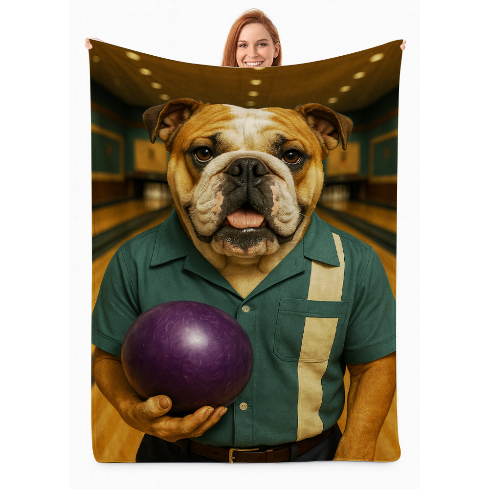 Custom Photo Bowling Dog BlanketGift For Dog Lovers