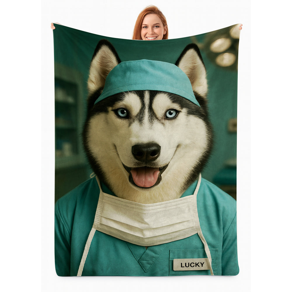 Custom Photo Surgeon Dog BlanketGift For Dog Lovers