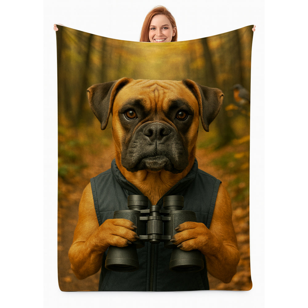 Custom Photo Bird Watching Dog BlanketGift For Dog Lovers