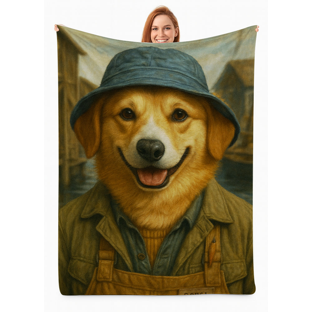 Custom Photo Fisherman Dog BlanketGift For Dog Lovers