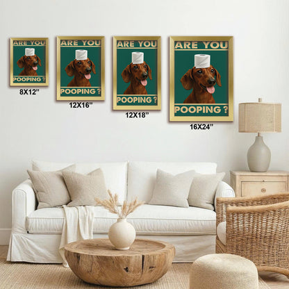 Custom Photo Funny Dog In Bathroom Canvas Framed Wall Art