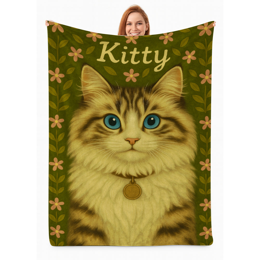 Custom Cat Portraits From Photo From Photo Blanket