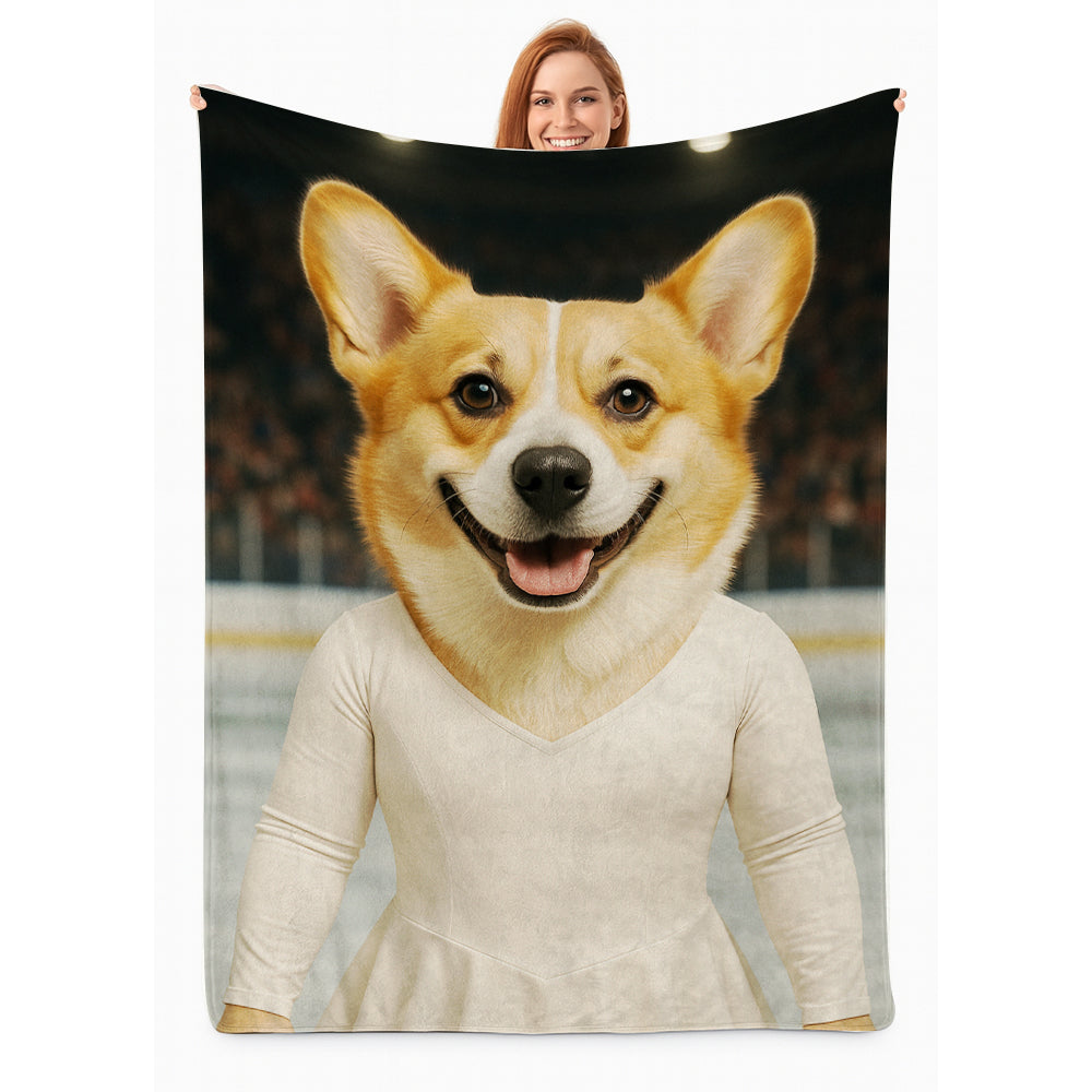 Custom Photo Ice Skater Dog BlanketGift For Dog Lovers