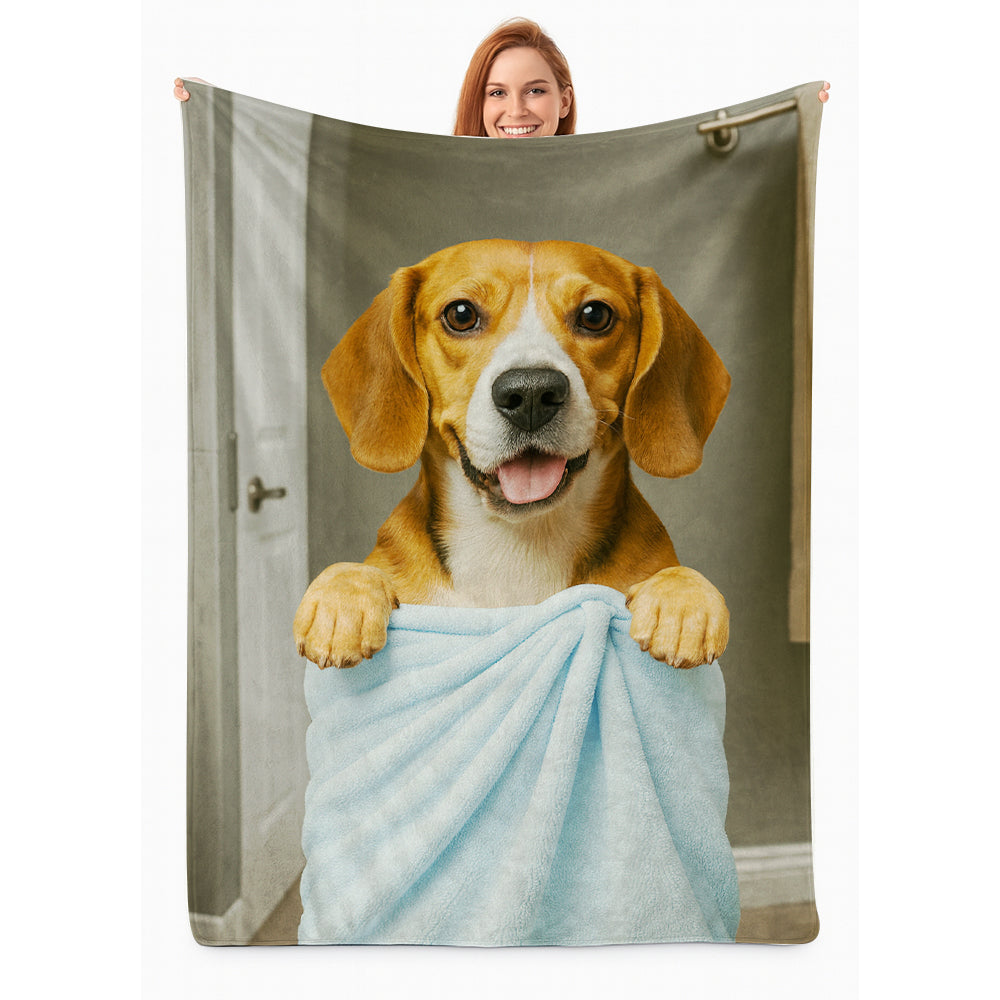 Custom Dog Photo In Bathroom BlanketDog Lover Gifts