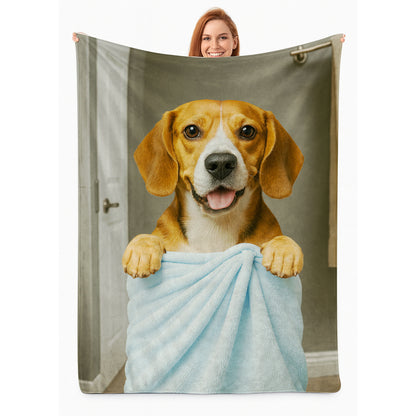 Custom Dog Photo In Bathroom BlanketDog Lover Gifts
