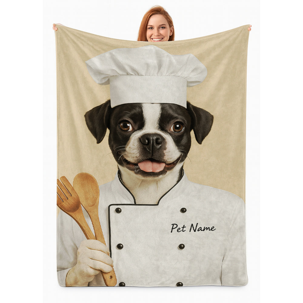 Custom Dog Chef Potrait BlanketGift For Dog Lovers