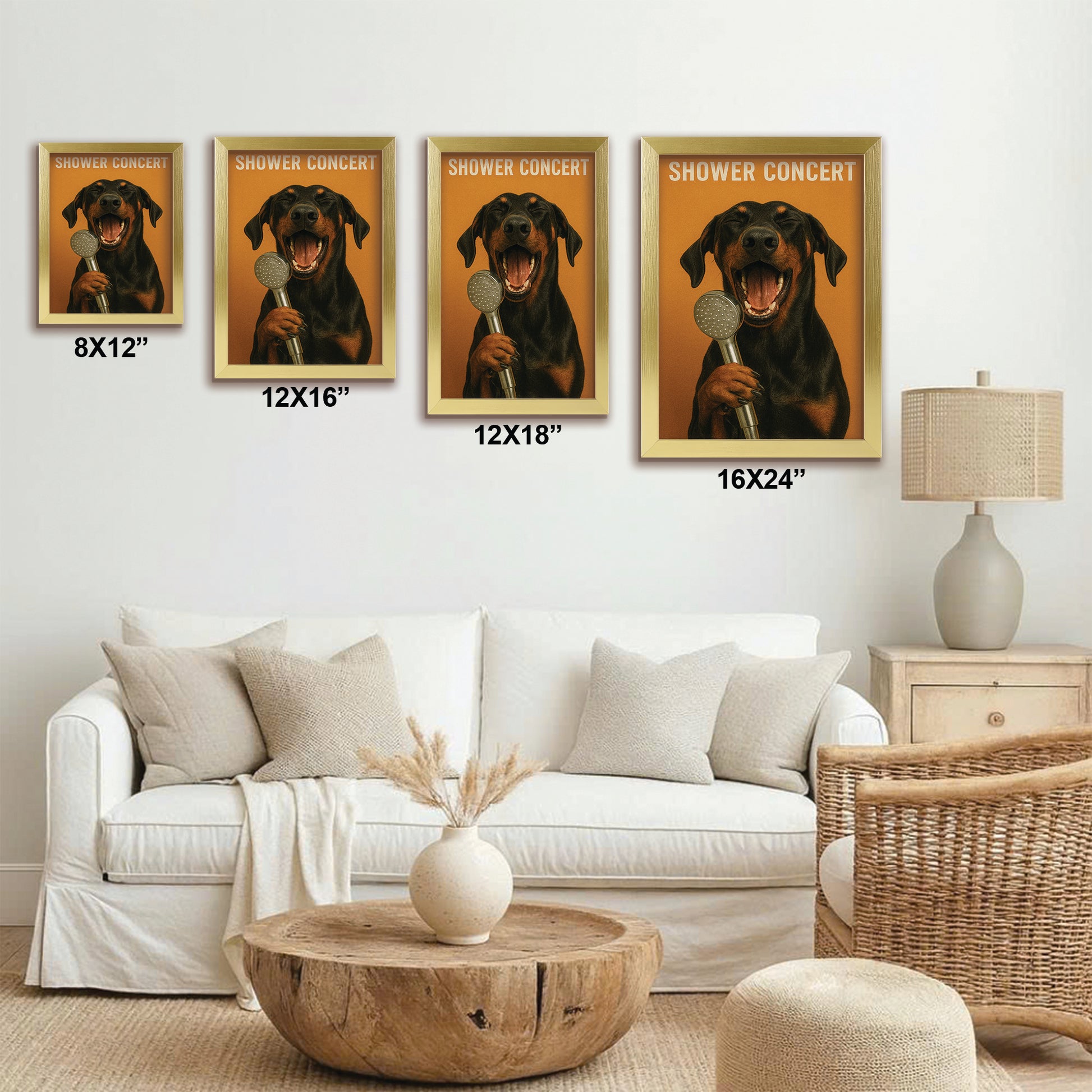 Custom Photo Dog Bathroom Style 32 Canvas Framed Wall Art Gift For Dog Lovers