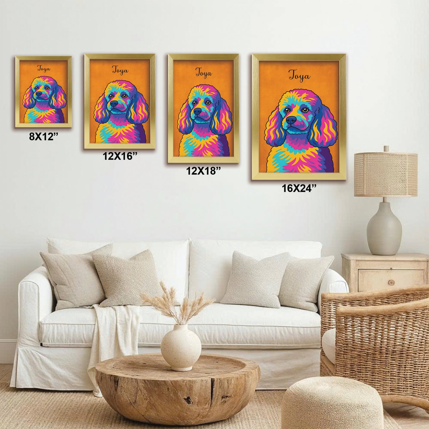 Custom Photo Minimalist Dog Canvas Framed Wall Art Gift For Dog Lovers