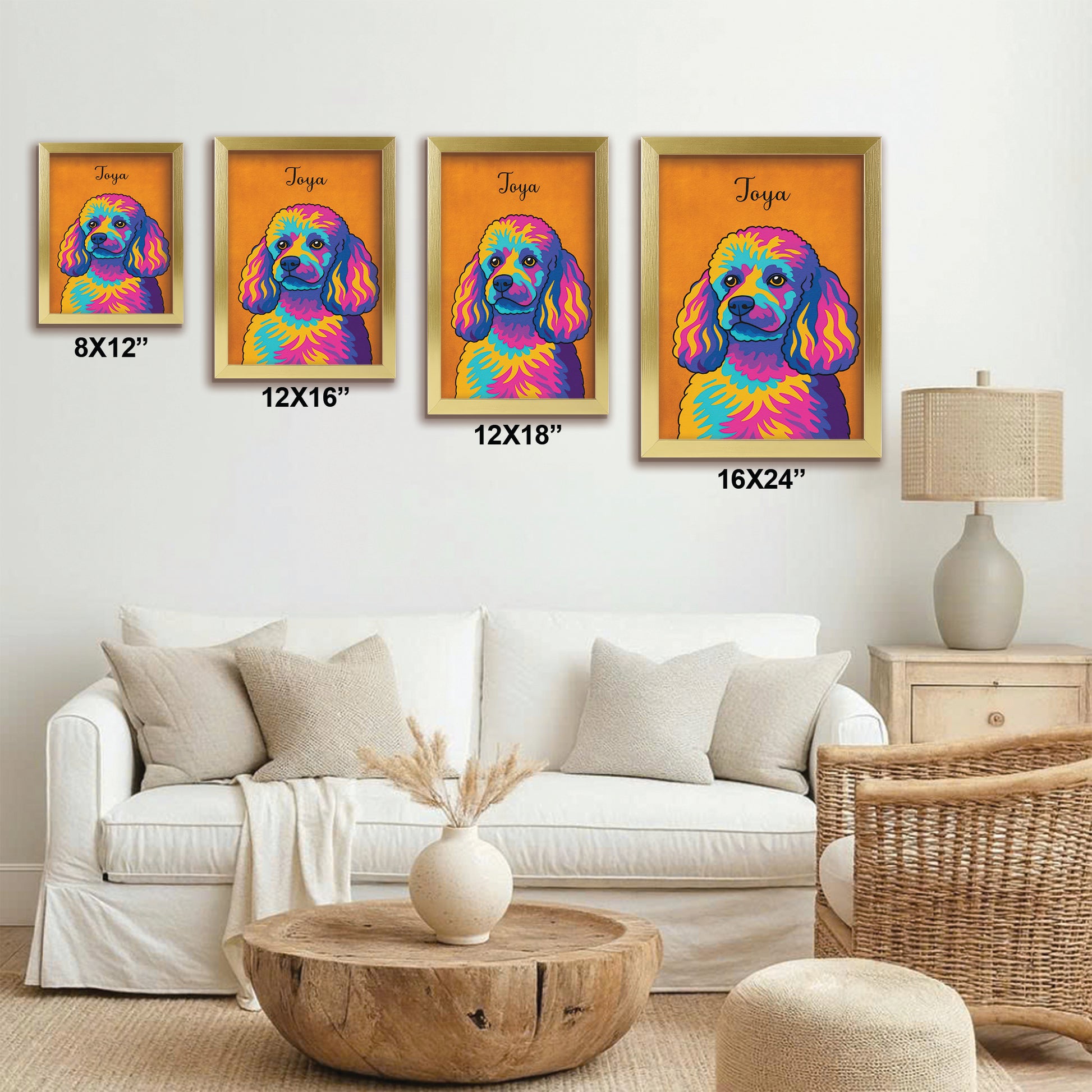 Custom Photo Minimalist Dog Canvas Framed Wall Art Gift For Dog Lovers
