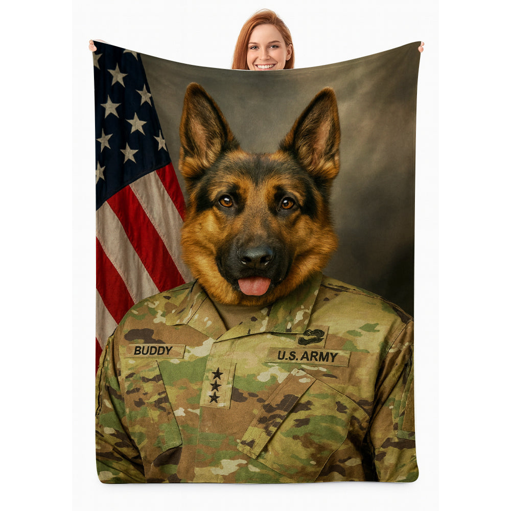 Custom Dog Photo Us Army Blanket For Dog Lover