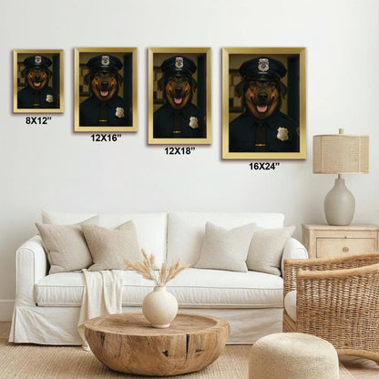 Custom Photo Police Dog Canvas Framed Wall Art Gift For Dog Lovers