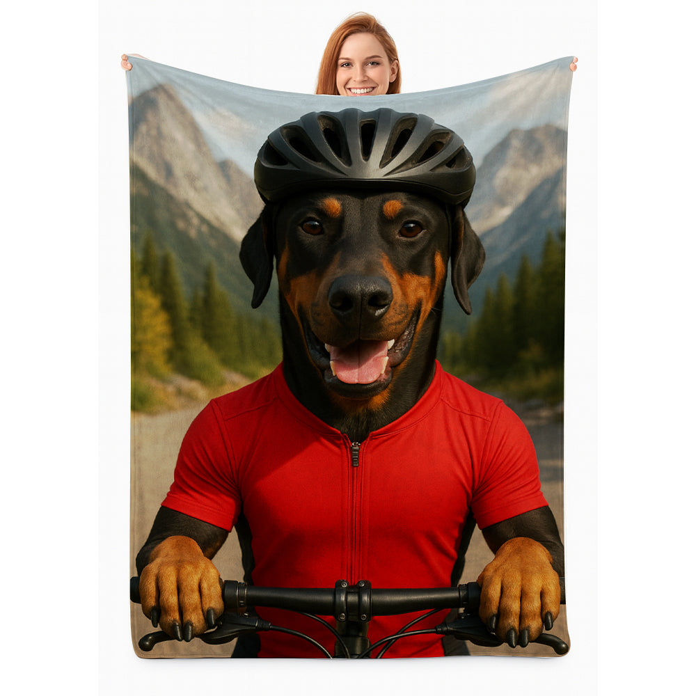 Custom Photo Cyclist Dart Bike Dog BlanketGift For Dog Lovers