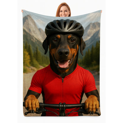 Custom Photo Cyclist Dart Bike Dog BlanketGift For Dog Lovers