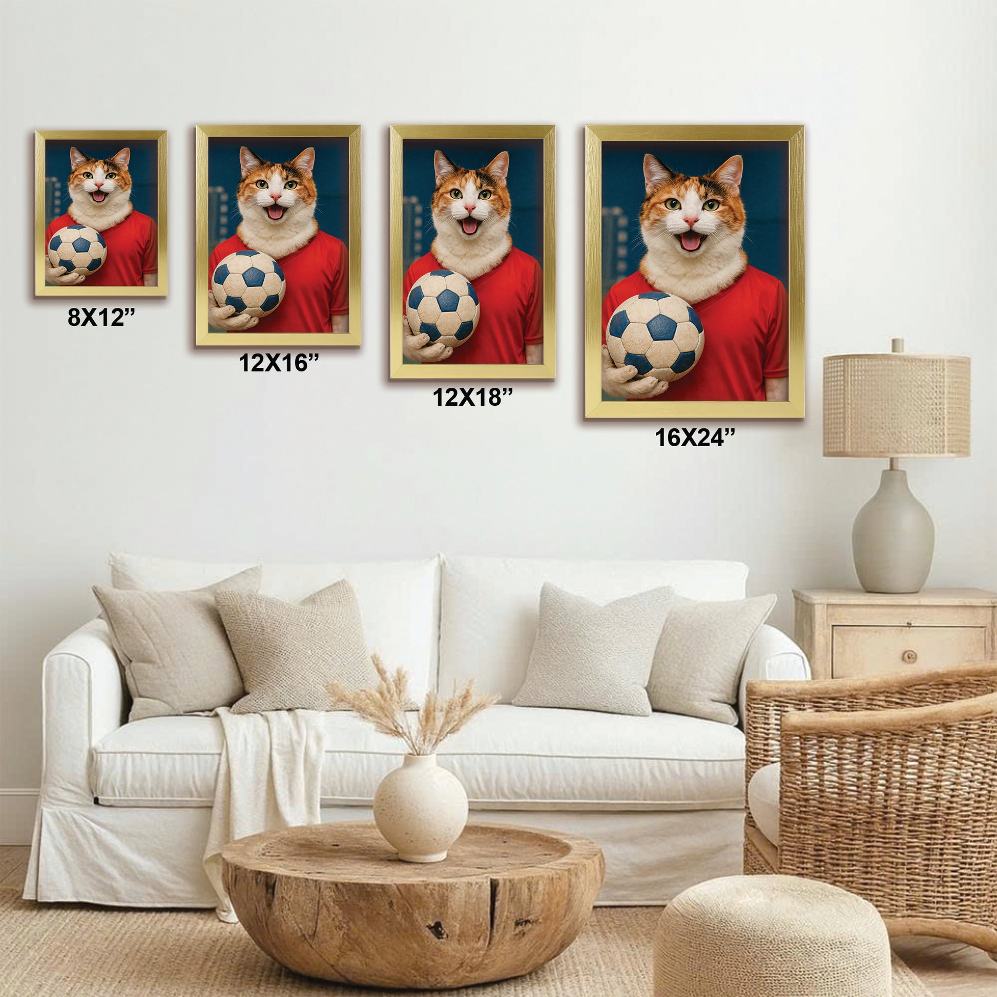 Custom Photo Handball Cat Canvas Framed Wall Art 