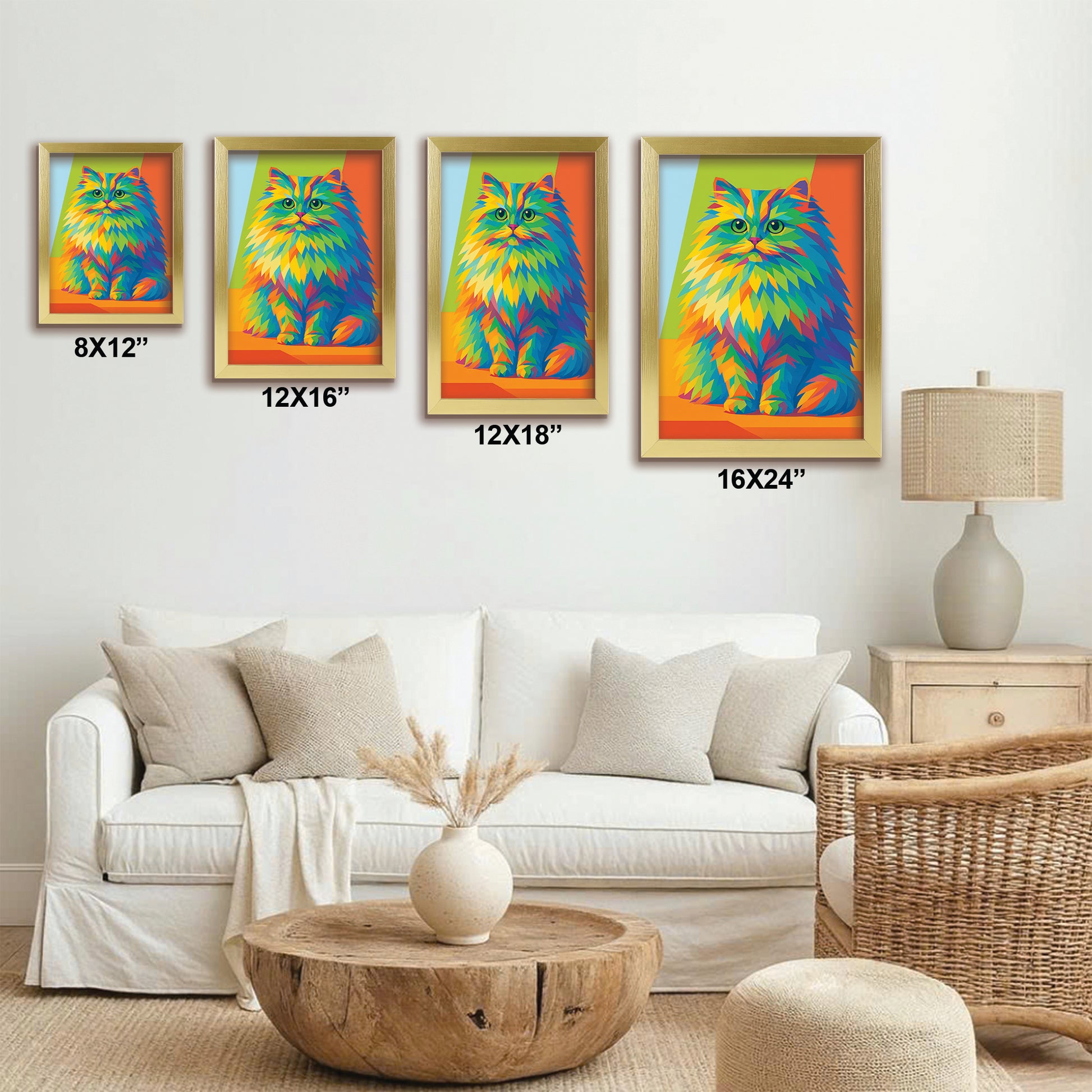 Custom Photo Pop Art Canvas Framed Wall Art Gift For Cat Lovers