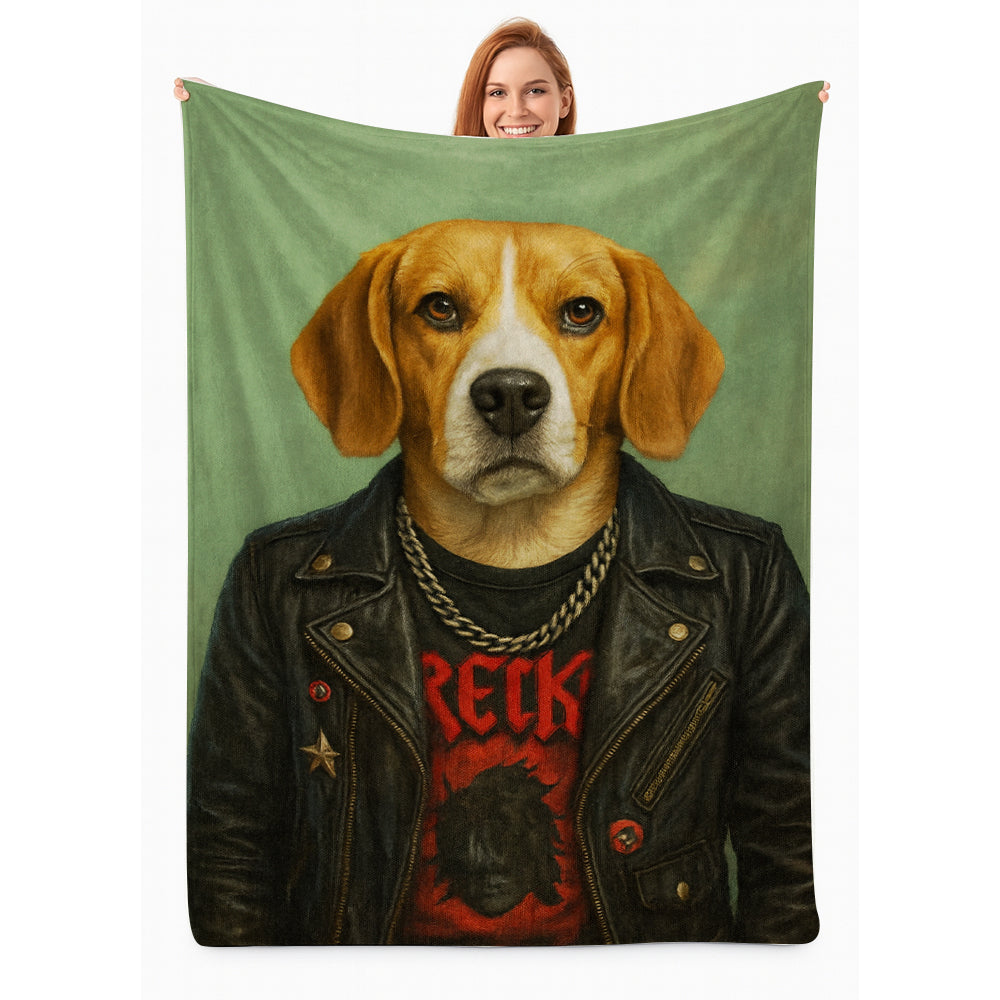 Custom Photo Rock n Roll Dog Blanket_ Gift For Dog Lovers