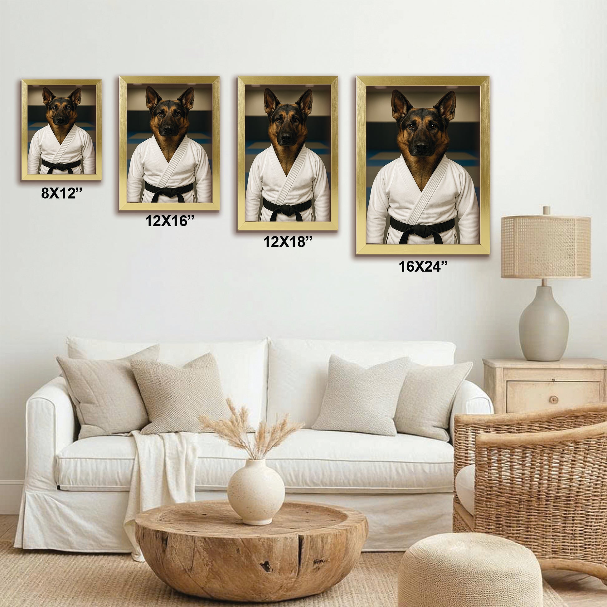 Custom Photo Jiu Jitsu Dog Canvas Framed Wall Art Gift For Dog Lovers