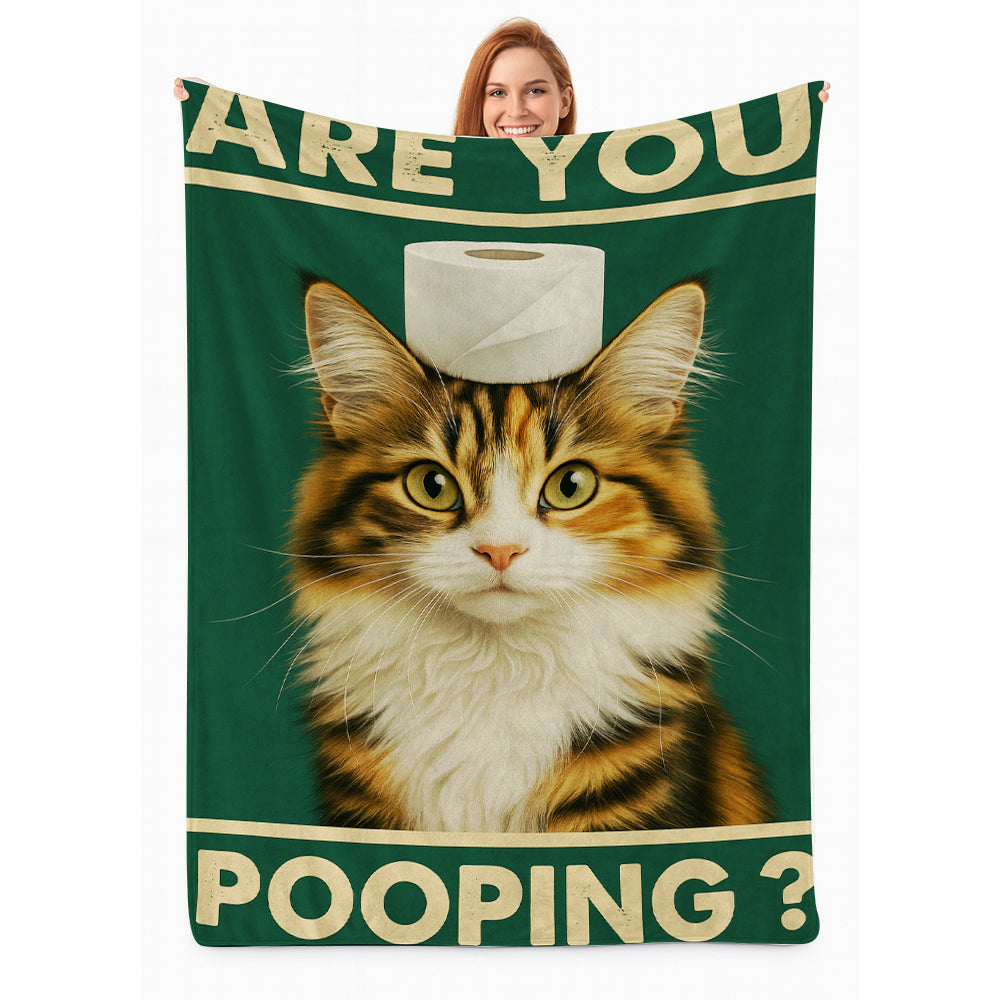 Custom Photo Funny Cat In Bathroom Blanket