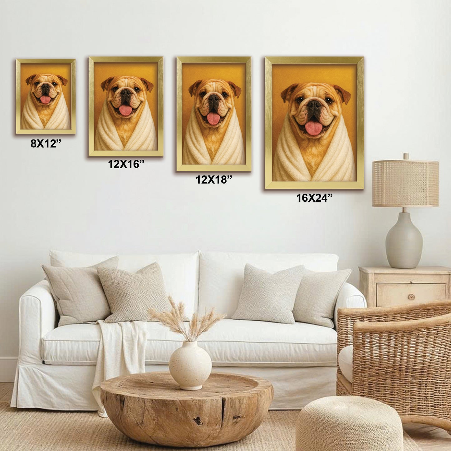Custom Photo Dog Bathroom Style 30 Canvas Framed Wall Art Gift For Dog Lovers