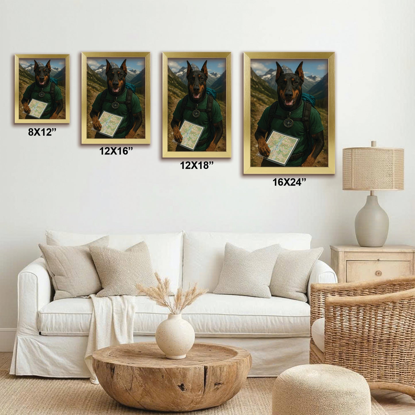 Custom Photo Explorer Hiking Dog Canvas Framed Wall Art Gift For Dog Lovers