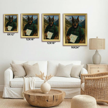 Custom Photo Explorer Hiking Dog Canvas Framed Wall Art Gift For Dog Lovers