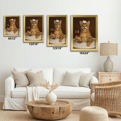 Custom Photo Cat Bathroom Style 27 Canvas Framed Wall Art Gift For Cat Lovers