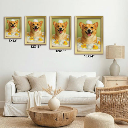 Custom Photo Dog Bathroom Style 25 Canvas Framed Wall Art Gift For Dog Lovers