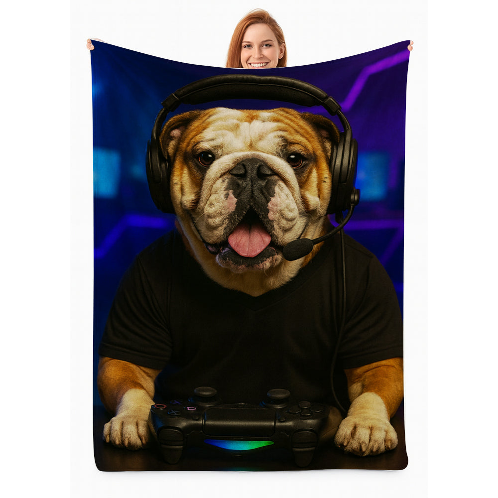 Custom Photo Gamer Dog BlanketGift For Dog Lovers