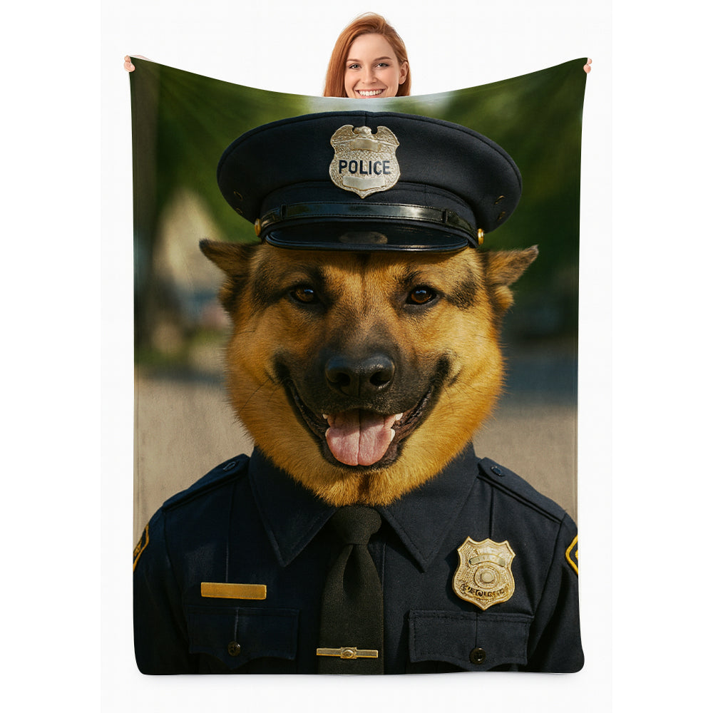 Custom Photo Police 2 Dog BlanketGift For Dog Lovers