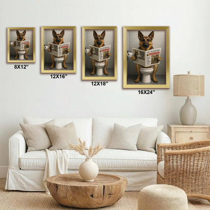 Custom Photo Dog Bathroom Canvas Framed Wall Art Style 03 Gift For Dog Lovers