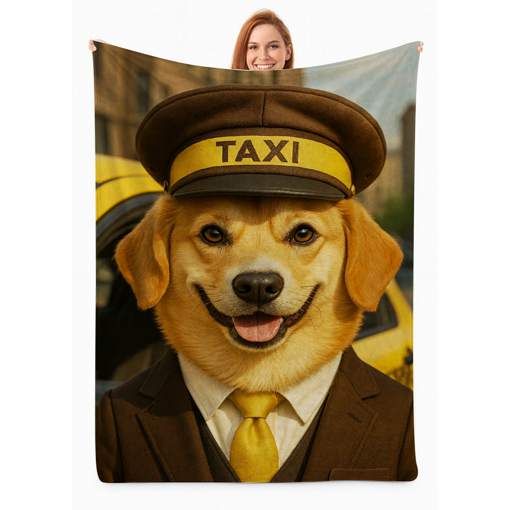 Custom Photo Taxi Driver Dog BlanketGift For Dog Lovers