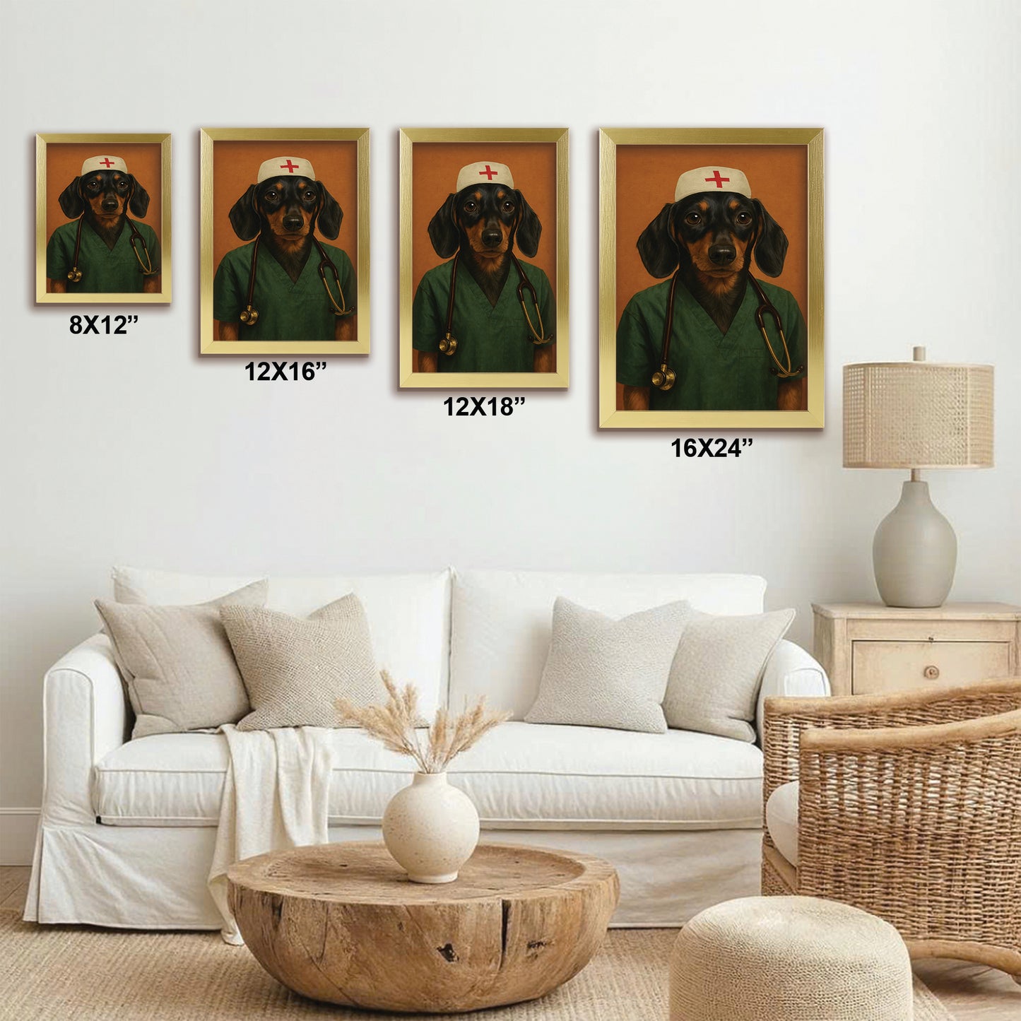 Custom Photo Nurse Dog Canvas Framed Wall Art Gift For Dog Lovers