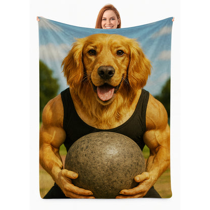 Custom Photo Strongman Dog BlanketGift For Dog Lovers