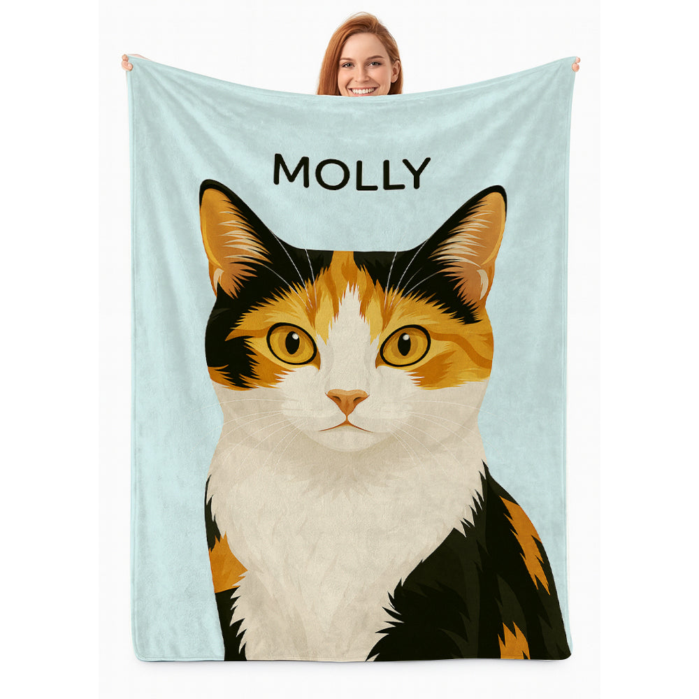 Custom Photo Minimalist Classic Cat Blanket Gift For Cat Lovers