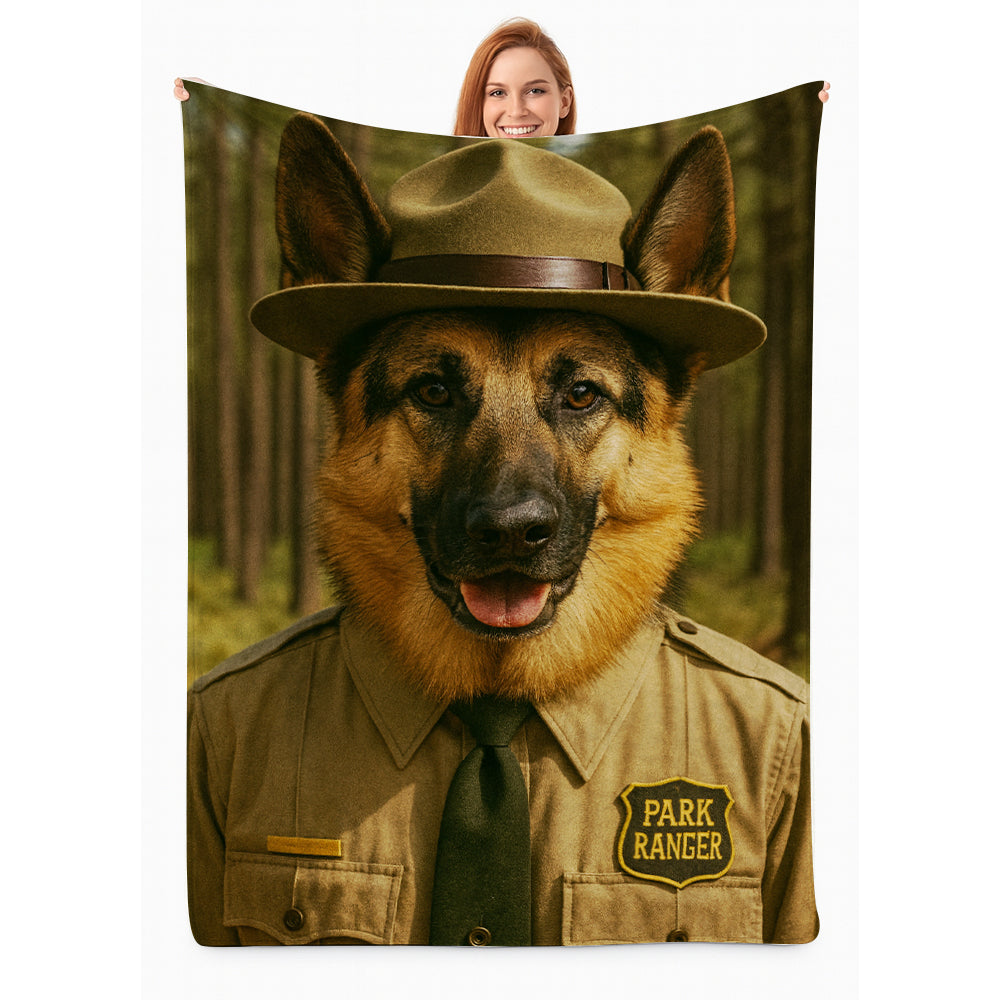 Custom Photo Park Ranger Dog Canvas