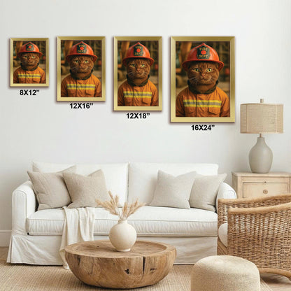Custom Photo Construction Builder Canvas Framed Wall Art Gift For Cat Lovers