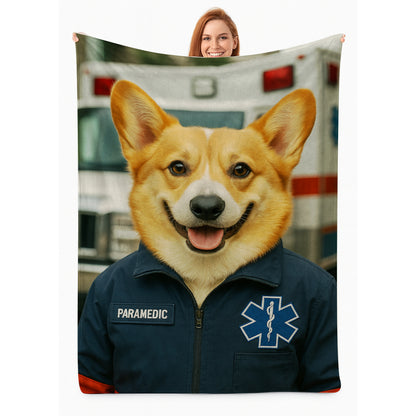 Custom Photo Paramedic Emt Dog BlanketGift For Dog Lovers