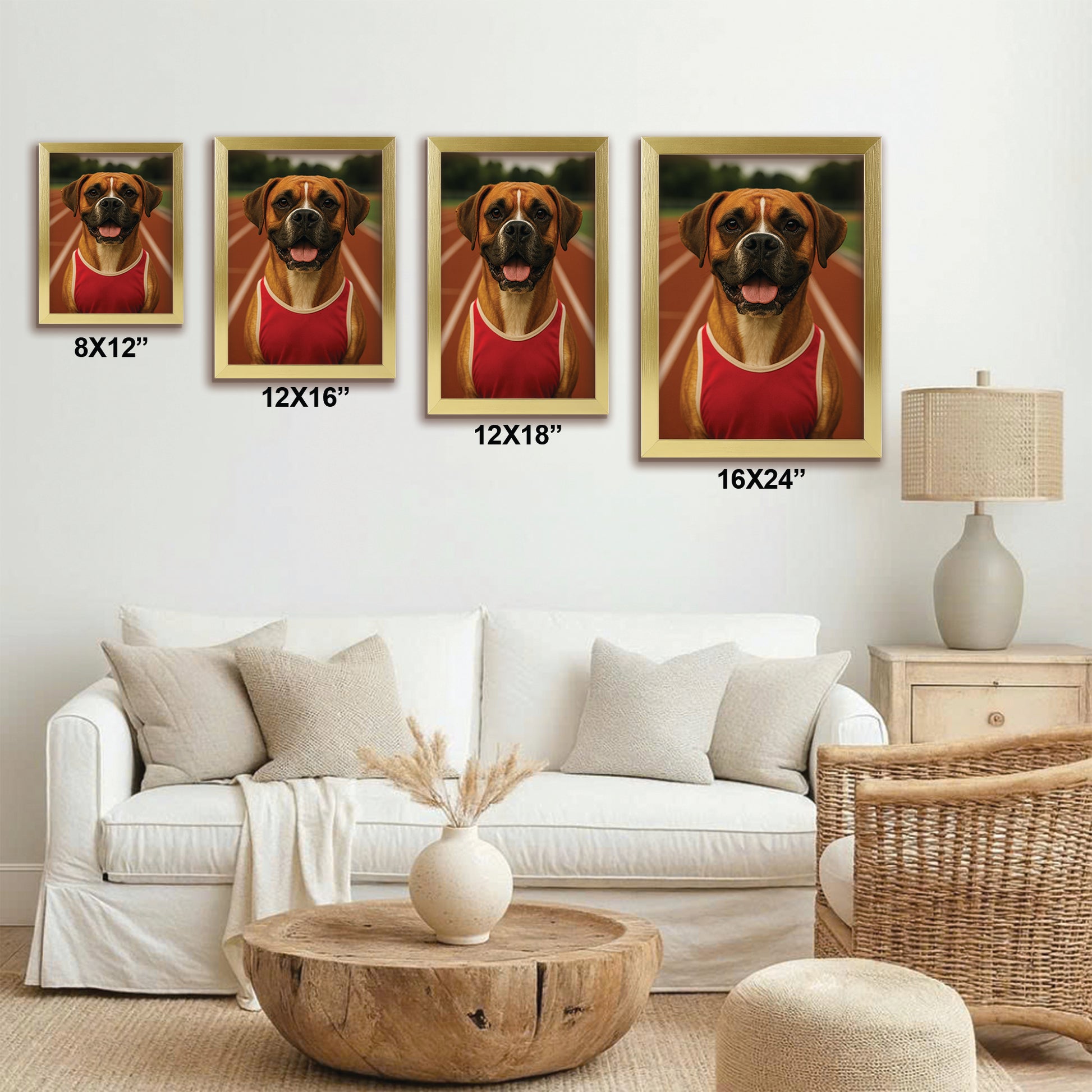 Custom Photo Runner Dog Canvas Framed Wall Art Gift For Dog Lovers